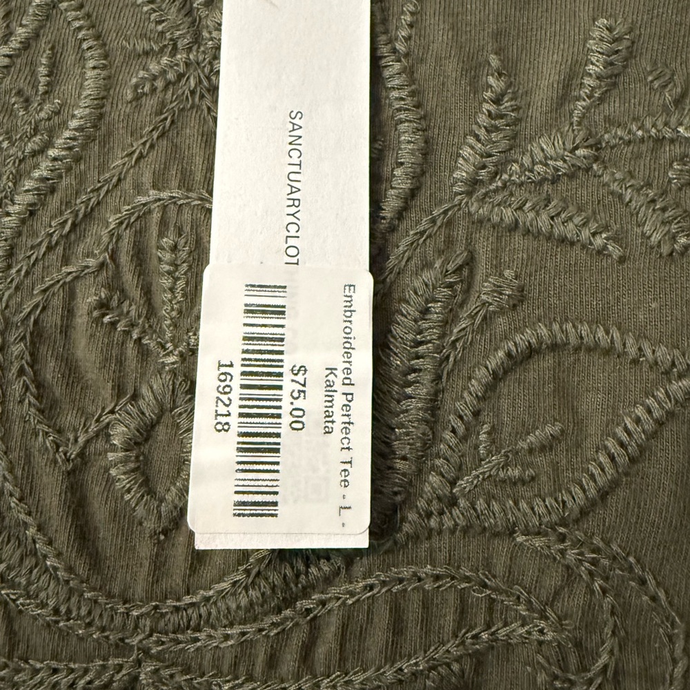 NWT Sanctuary Olive Embroidered Top Large